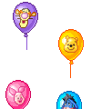 Balões flutuantes com personagens do Ursinho Pooh