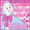 Plakinha da personagem Fada Madrinha, da animação Cinderela, em fundo cor de rosa piscando estrla e a palavra TCHAU!!