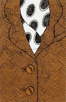 Mary Poppins: Imagem da capa do livro Mary Poppins, publicado pela editora Cosac Naify, que simula a roupa da parte superior do corpo da personagem, ou seja, uma camisa de com estampa de bolinhas com um casaco listrado por cima.
