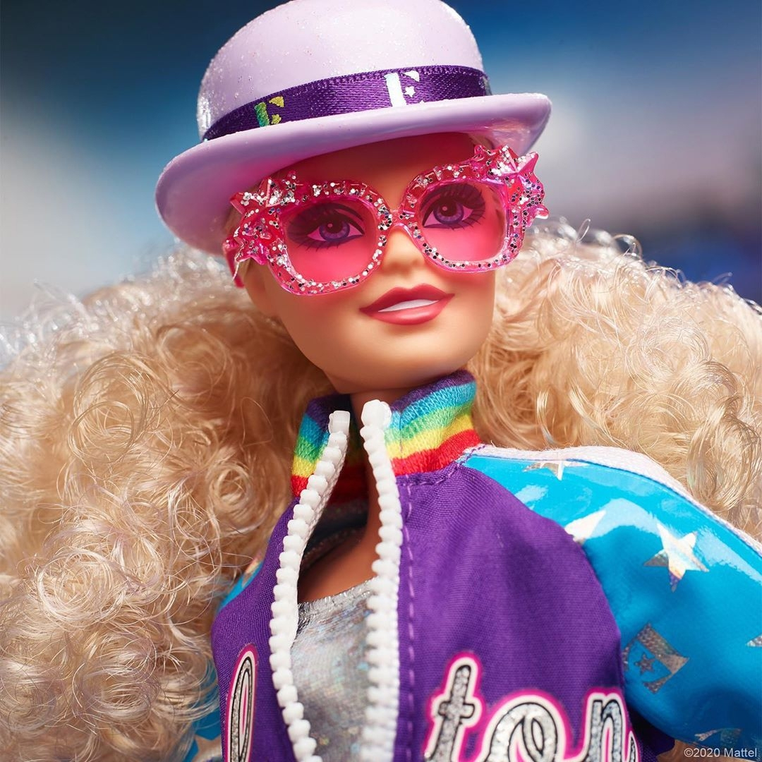 Barbie Elton John: detalhe do rosto