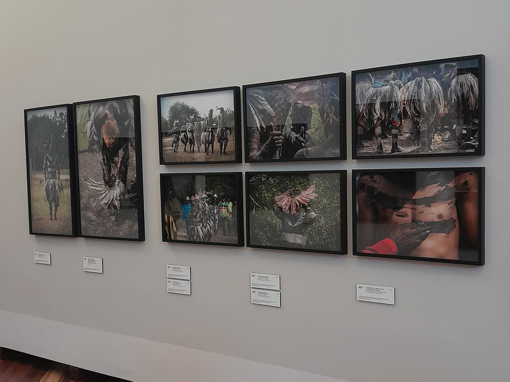 Políptico com fotos verticais e horizontais de comunidades indígenas, todas em cor.