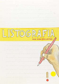 Capa clara com grande retângulo amerelo onde o título LISTOGRAFIA aparece em fonte forte e caixa-alta.