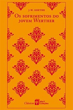 Capa laranja com detalhes vermelhos de Os sofrimentos do jovem Werther